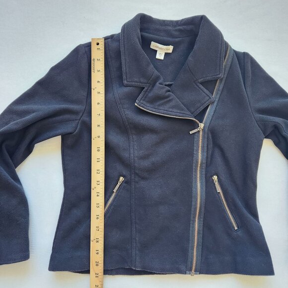 Coldwater Creek Black Cotton Moto Jacket Blazer Comfy Casual Fall Glam Edgy - Picture 8 of 11